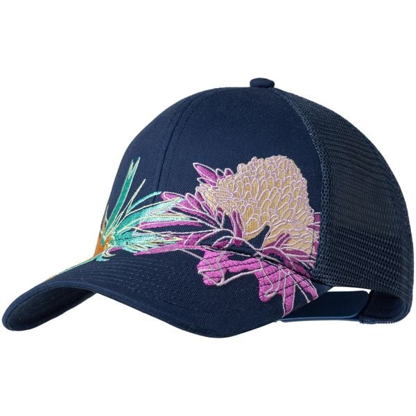 Czapka z daszkiem BUFF EXPLORE TRUCKER CAP SATRY INDIGO. Niebieskie czapki męskie Buff, bez wzorów, sportowe. Za 97.00 zł.