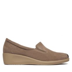 Półbuty Caprice. Brązowe półbuty damskie Caprice, bez wzorów, bez obcasa, na koturnie. Za 339.99 zł.