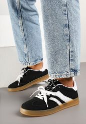 Czarno-Białe Sneakersy Kultowe Tenisówki z Imitacji Zamszu Firlevi. Czarne trampki i tenisówki damskie Born2be, z aplikacjami, z jeansu. Za 84.99 zł.