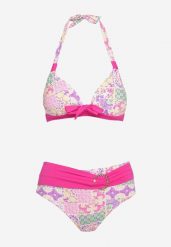 Fuksjowo-Beżowe Bikini z Ozdobnym Wzorem i Paskiem z Klamrą na Figach Uptella. Czerwone bikini damskie Born2be, bez wzorów. Za 74.99 zł.