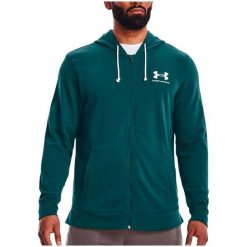 Bluza męska Under Armour RIVAL TERRY LC FZ. Zielone bluzy bez kaptura męskie Under Armour, bez wzorów, sportowe, bez kołnierzyka, bez ramiączek. Za 119.99 zł.