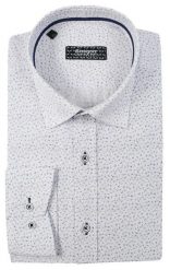 Biała Bawełniana Koszula z Długim Rękawem -GRZEGORZ MODA MĘSKA- Taliowana, w Drobny Wzór. Niebieskie koszule męskie Grzegorz Moda Męska, m, bez wzorów, z bawełny, bez kołnierzyka, bez ramiączek. Za 139.00 zł.