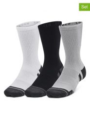 Under Armour Skarpety sportowe (3 pary) "Performance Tech" w kolorze szaro-czarno-białym rozmiar: L. Białe skarpetki męskie Under Armour, bez wzorów, z materiału. Za 71.93 zł.