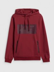 4F Bluza dresowa regular z kapturem męska - czerwona M. Czerwone bluzy z kapturem męskie 4f, m, z bawełny. Za 199.99 zł.