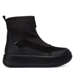 Botki Ara. Czarne botki damskie Ara, z gore-texu, bez obcasa, na płaskiej podeszwie, bez zapięcia. Za 579.99 zł.