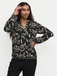 Kaffe Bluzka Ditte 10507919 Czarny Regular Fit. Czarne bluzki damskie Kaffe, bez wzorów, z wiskozy, bez ramiączek. Za 109.99 zł.