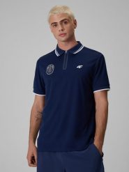 4F Koszulka polo tenisowa męska - granatowa XXL. Niebieskie koszulki polo męskie 4f, l, bez wzorów, bez ramiączek. Za 139.99 zł.