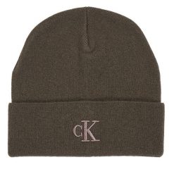Czapka Calvin Klein. Brązowe czapki męskie CALVIN KLEIN, na zimę, bez wzorów. Za 219.99 zł.