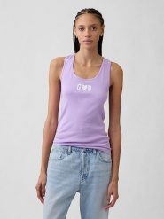 GAP Top w kolorze lawendowym rozmiar: XL. Różowe topy damskie GAP, xl, bez wzorów, bez kołnierzyka. Za 37.21 zł.