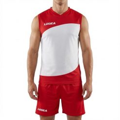 Zestaw piłkarski Romagna 100% poliester czerwono-biały. Białe szorty męskie Legea, bez wzorów, z materiału, sportowe. Za 184.00 zł.