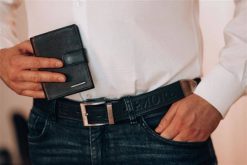 Beltimore męski skórzany pasek szeroki jeans granatowy 520 : Kolory - granatowy, Rozmiar pasków - r.85-100 cm. Niebieskie paski męskie bez wzorów, z jeansu. Za 54.90 zł.