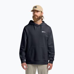 Bluza męska Jack Wolfskin Essential Hoodie. Niebieskie bluzy bez kaptura męskie Jack Wolfskin, m, z materiału. Za 269.99 zł.
