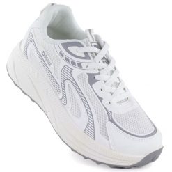 Półbuty sportowe damskie na platformie białe Big Star TT274325. Białe półbuty damskie Big Star, bez wzorów, z tkaniny, retro, bez obcasa, na platformie. Za 169.99 zł.