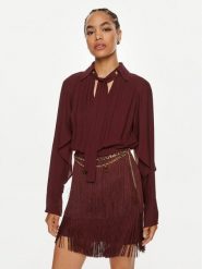 Elisabetta Franchi Sukienka koktajlowa AB-654-46E2 Bordowy Regular Fit. Czerwone sukienki damskie Elisabetta Franchi, bez wzorów, z syntetyku, wizytowe, bez kołnierzyka, bez ramiączek. Za 1,849.00 zł.