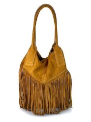 ORE10 Skórzany shopper bag "Rabar" w kolorze jasnobrązowym - 36 x 45 x 19 cm rozmiar: onesize. Brązowe shopper bag damskie ORE10, bez wzorów, z materiału, na ramię, bez dodatków. Za 165.99 zł.