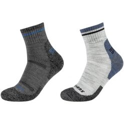 Skarpetki sportowe dla dorosłych 2PPK Men Trail Wool Quarter Socks. Szare skarpetki męskie Skechers, bez wzorów. Za 79.99 zł.