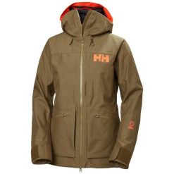 Damska kurtka narciarska Helly Hansen Powderqueen 3.0. Brązowe kurtki narciarskie i snowboardowe damskie Helly Hansen, l, bez wzorów, z materiału, bez kaptura, narciarskie, primaloft. Za 1,645.45 zł.