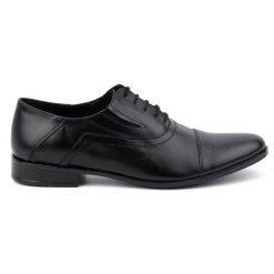 Olivier Buty męskie skórzane wizytowe eleganckie sznurowane 290LU czarne. Czarne buty wizytowe męskie z jeansu, bez zapięcia. Za 367.89 zł.