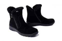 RIEKER TEX L7162-00 black, botki damskie. Czarne botki damskie Rieker, bez obcasa, bez zapięcia. Za 389.90 zł.