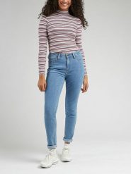 Lee Dżinsy - Skinny fit - w kolorze błękitnym rozmiar: W27/L31. Niebieskie jeansy damskie Lee, z podwyższonym stanem. Za 136.13 zł.
