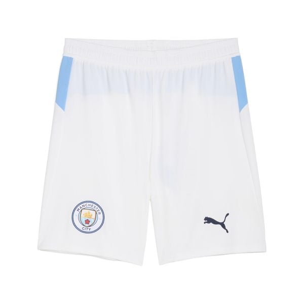 Męskie szorty Manchester City 25/26 PUMA. Białe szorty męskie Puma, bez wzorów, sportowe. W wyprzedaży za 169.35 zł.
