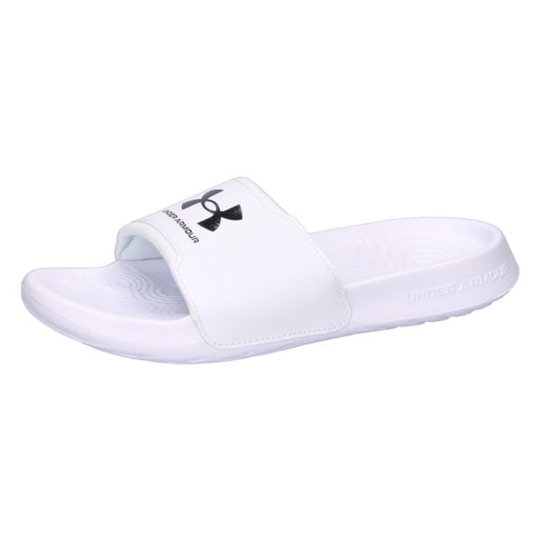 Klapki damskie Under Armour Ignite Select. Białe klapki damskie Under Armour, bez wzorów, z materiału, bez obcasa. Za 194.00 zł.