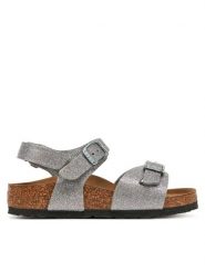Birkenstock Sandały 1029477 S Srebrny. Szare sandały dziewczęce Birkenstock, ze skóry, bez zapięcia. Za 179.99 zł.