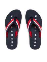Tommy Hilfiger Japonki Tommy Loves Ny Beach Sandal FW0FW02370 Granatowy. Niebieskie klapki damskie Tommy Hilfiger, bez wzorów, z materiału, bez obcasa. Za 99.00 zł.
