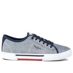 Buty męskie trampki sportowe Pepe Jeans BRADY MEN CHAMBRAY. Białe trampki i tenisówki męskie Pepe Jeans, bez wzorów, z jeansu, bez zapięcia. Za 215.00 zł.