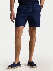 Polo Ralph Lauren Szorty materiałowe 710958586003 Granatowy Classic Fit. Niebieskie szorty męskie Polo Ralph Lauren, ze lnu, bez kołnierzyka. Za 449.99 zł.
