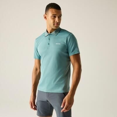 Męska koszulka polo Maverik V Quick Drying. Niebieskie koszulki polo męskie Regatta, m, bez wzorów, z poliesteru, bez ramiączek. Za 89.99 zł.