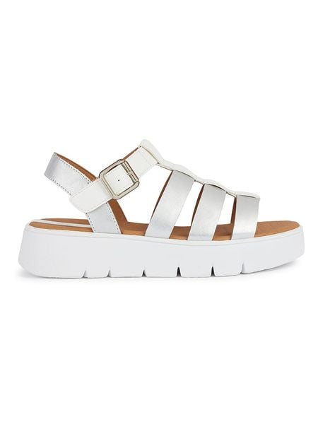 Geox Sandały "Dandra 40" w kolorze srebrno-białym rozmiar: 41. Białe sandały damskie Geox, bez wzorów, bez obcasa, na platformie. Za 280.95 zł.