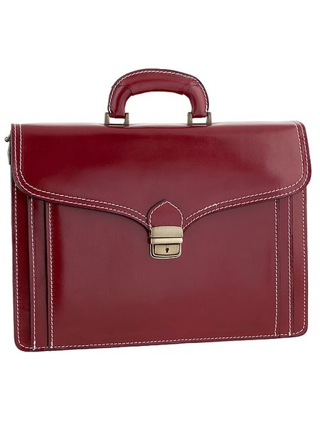 ORE10 Skórzana aktówka "Napoli" w kolorze bordowym - 41 x 31 x 18 cm rozmiar: onesize. Czerwone aktówki damskie ORE10, z materiału. Za 304.99 zł.