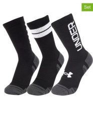 Under Armour Skarpety sportowe (3 pary) "Perf Tech" w kolorze czarnym rozmiar: L. Czarne skarpetki męskie Under Armour, bez wzorów, z materiału. Za 65.85 zł.
