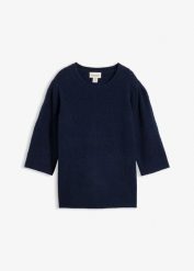 Sweter ażurowy. Białe swetry klasyczne damskie bonprix, bez kołnierzyka. Za 124.99 zł.