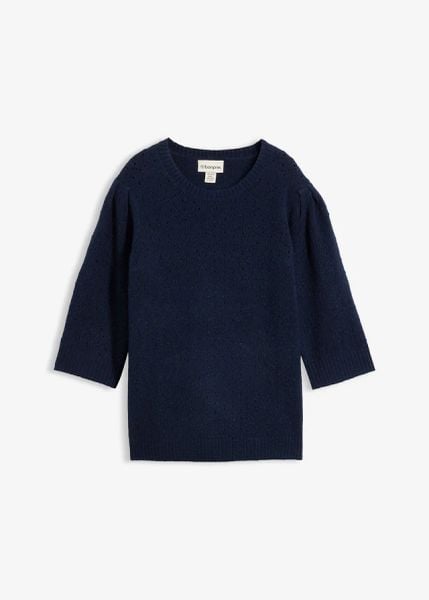 Sweter ażurowy. Białe swetry klasyczne damskie bonprix, bez kołnierzyka. Za 124.99 zł.