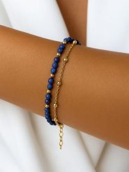 Taboo Pozłacana bransoletka z lapis lazuli rozmiar: onesize. Niebieskie bransoletki damskie Taboo, pozłacane. Za 118.56 zł.