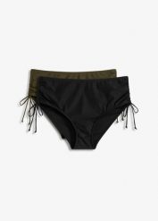 Modelujące figi bikini (2 pary), lekki stopień modelowania sylwetki. Czarne bikini damskie bonprix, bez wzorów. Za 117.99 zł.