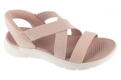 Sandały damskie, Slip-Ins: Go Walk Flex Sandal - Glimmer Up. Czerwone sandały damskie Skechers, bez wzorów, z materiału, bez obcasa. Za 279.99 zł.