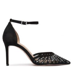 Szpilki Tamaris. Czarne szpilki Tamaris, bez wzorów, bez obcasa. Za 369.99 zł.