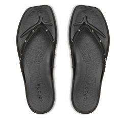 Japonki Crocs. Czarne klapki damskie Crocs, bez wzorów, bez obcasa. Za 179.99 zł.