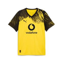 Domowa koszulka Borussia Dortmund 2025/26. Żółte t-shirty sportowe męskie Puma, m, z materiału, bez ramiączek, na fitness i siłownię. Za 299.00 zł.