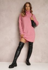 Różowa Sukienka Milana. Czerwone sukienki damskie Renee, bez wzorów, z dzianiny, bez kołnierzyka, bez ramiączek, mini. Za 139.99 zł.