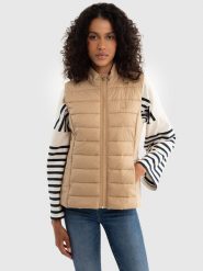 BIG STAR Kamizelka pikowana w kolorze beżowym rozmiar: XL. Brązowe kamizelki damskie Big Star, xl. Za 129.99 zł.