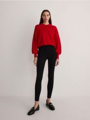 Legginsy z wiskozą - czarny. Czarne legginsy damskie Reserved, l, bez wzorów, z dzianiny. W wyprzedaży za 59.99 zł.
