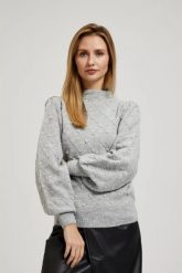 Sweter z bufiastymi rękawiami. Swetry klasyczne damskie MOODO, l, z elastanu, bez kołnierzyka. W wyprzedaży za 79.99 zł.