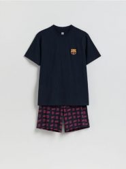 Dwuczęściowa piżama FC Barcelona - granatowy. Niebieskie piżamy męskie Reserved, l, bez wzorów, z bawełny, bez ramiączek. Za 149.99 zł.