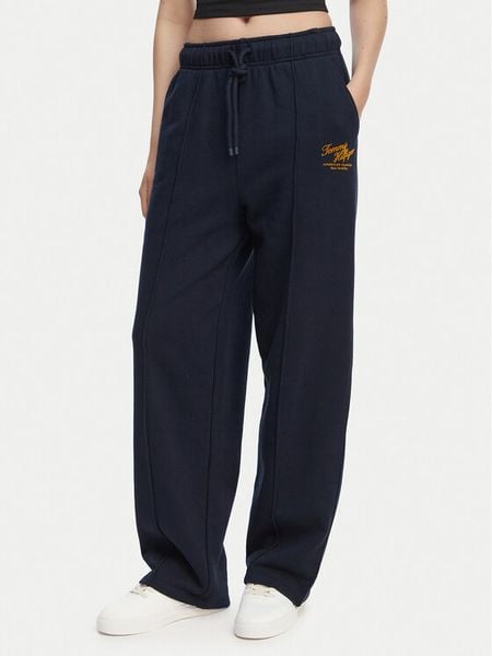 Tommy Hilfiger Spodnie dresowe Logo Exaggerated Seam WW0WW50783 Granatowy Relaxed Fit. Niebieskie spodnie dresowe damskie Tommy Hilfiger, s, bez wzorów, z bawełny. Za 400.99 zł.