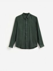 Koszula slim fit z bawełną - morski. Zielone koszule męskie Reserved, l, bez wzorów, z bawełny, bez kołnierzyka, bez ramiączek. Za 119.99 zł.