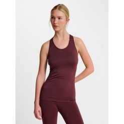 Damski bezszwowy tank top Hummel TIF. Brązowe topy damskie HUMMEL, bez wzorów, bez kołnierzyka. Za 163.50 zł.